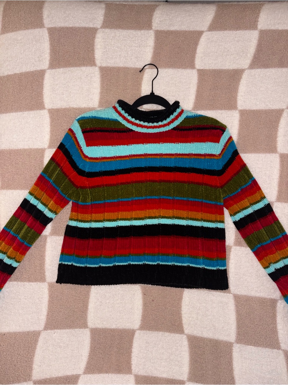 Cato Multicolor Striped Crewneck Sweater - Red, Turquoise, Olive, Black, Blue